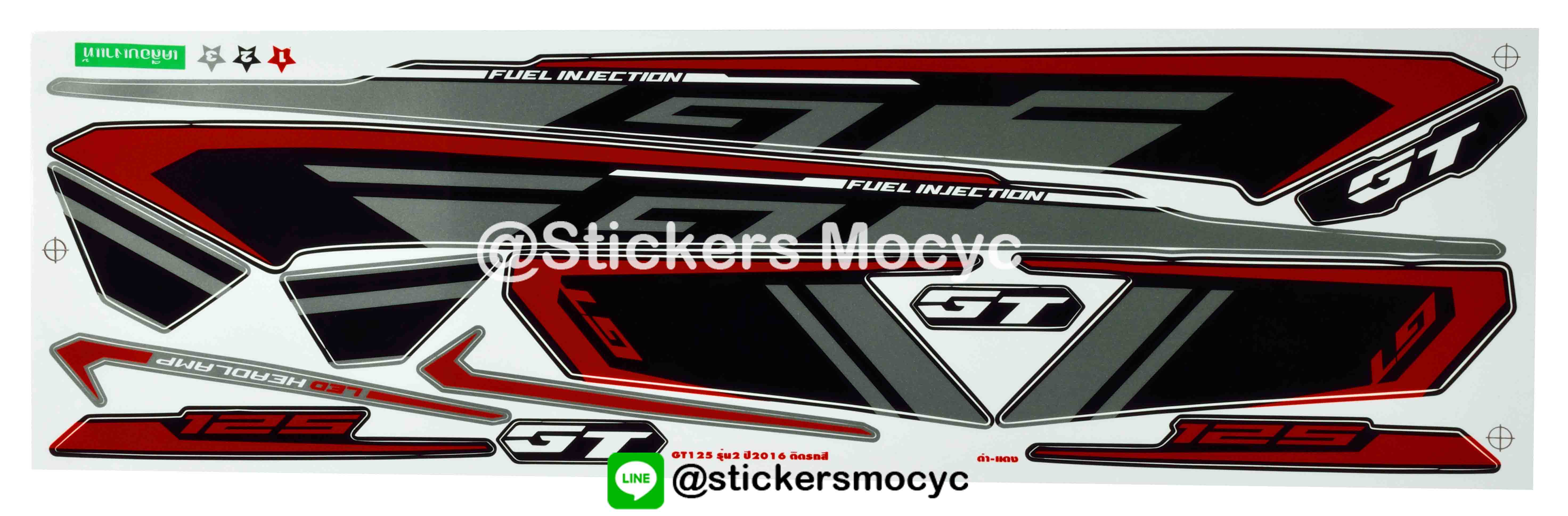 สติ๊กเกอร์ ยามาฮ่า gt125 2016 จีที 125 สีดำ แดง รุ่น 2 เคลือบเงา