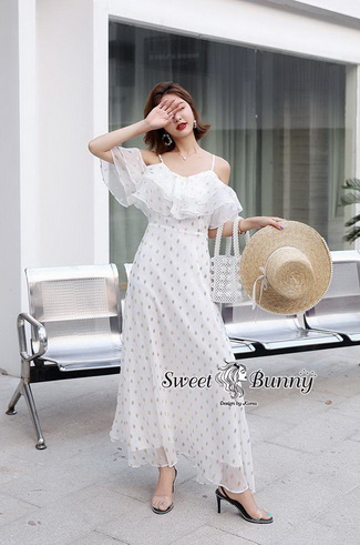Maxi Dress เกาหลี ผ้าชีฟองของเกาหลี