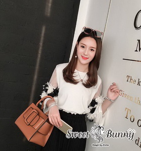 เสื้อลูกไม้ผ้าคอตตอนแฟชั่นนุ่ม
