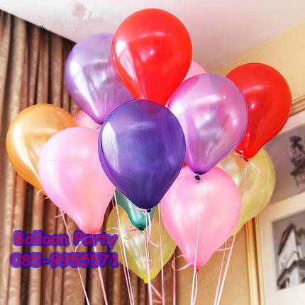 ลูกโป่งสวรรค์ทรงกลมสีมุก สีม่วงเข้ม พาสเทล Latex Metalic Color Balloon แพคละ 20 ใบ