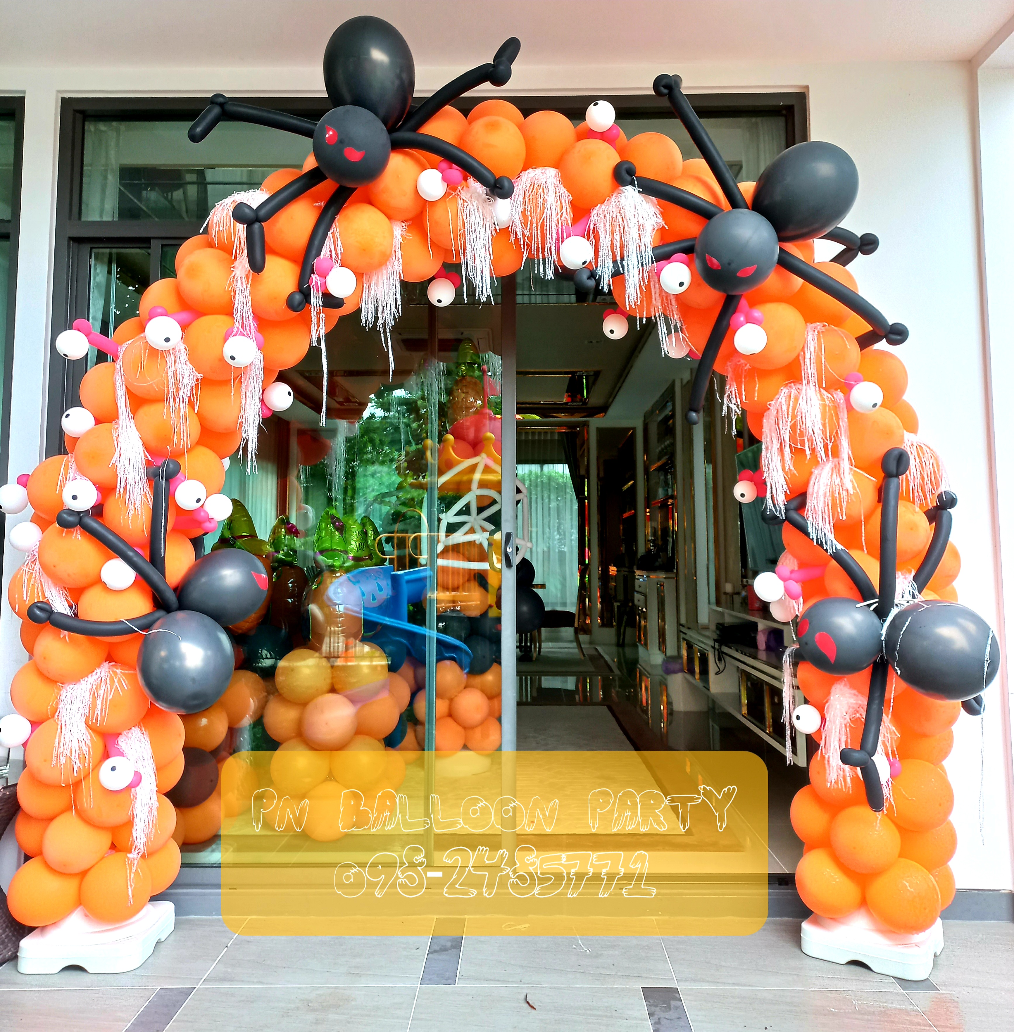 ซุ้มโค้งฮาโลวีน แมงมุมดำ 2x3 ม. Halloween Balloons colum