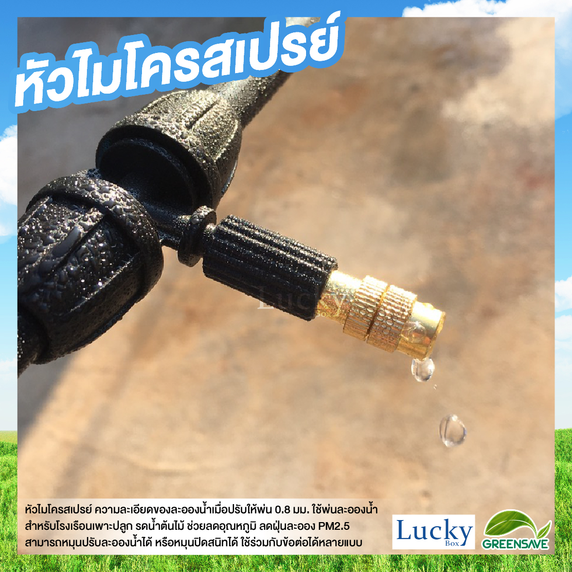 หัวไมโครสเปรย์ ทองเหลือง ความละเอียด 1 มม. (แพ็ค 20 ชิ้น)