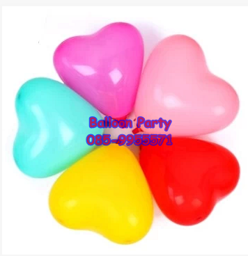 ลูกโป่งหัวใจ สีชมพูเข้ม Latex Balloon ขนาด 5 นิ้ว แพคละ 20 ใบ