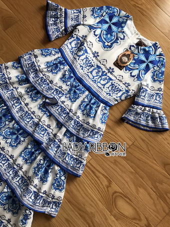 Lady Rita Italian Printed Ruffle Maxi Dress