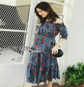 Lady Ribbon Cotton Dress ขายเดรสผ้าคอตตอน