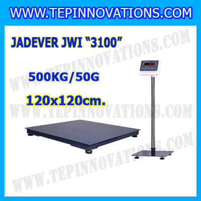 เครื่องชั่งดิจิตอลตั้งพื้น 500kg ยี่ห้อ JADEVER รุ่น JWI-3100 II ขนาดแท่น 120x120cm. เครื่องชั่งน้ำหนัก500กิโล เครื่องชั่งดิจิตอลชั่งน้ำหนัก500kg ตาชั่ง500kg ตาชั่ง ดิจิตอล500kg เครื่องชั่งดิจิตอล500kg พิกัดน้ำหนัก 500kg ค่าละเอียด 50g