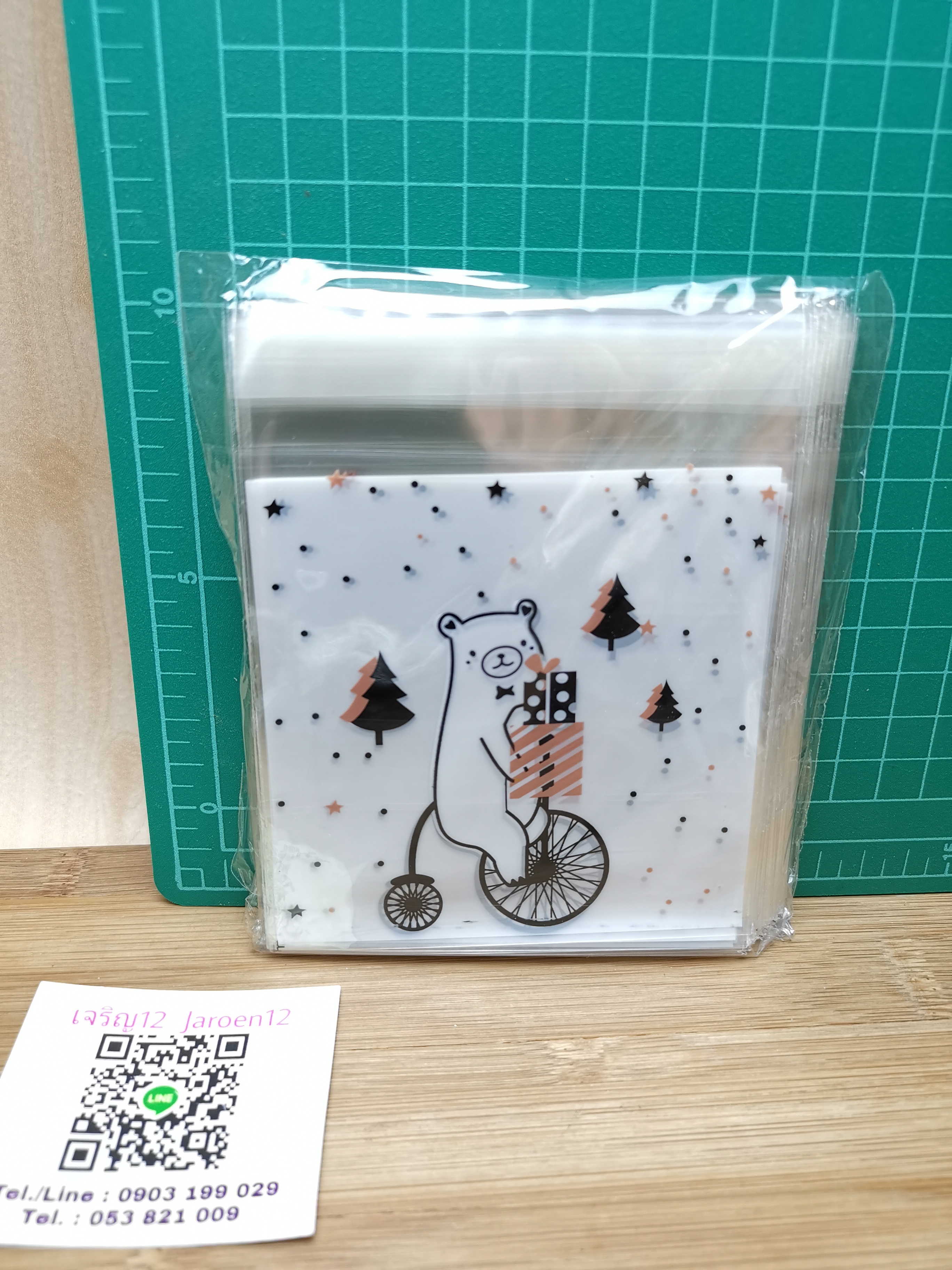 j12 ถุงฝากาว ซานต้า คริสมาส Christmas 10x10cm.+ฝา3cm. / 10×11cm. 100/pack พลาสติก แพ็คเกจ เบเกอรี่ j12