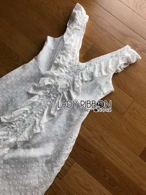 Elegant Middle Lady Ribbon Cotton Dress