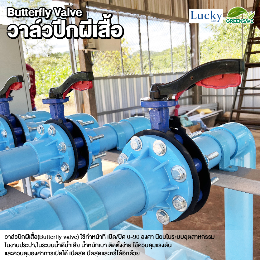 วาล์วปีกผีเสื้อ (Butterfly Valve) ขนาด 2 นิ้ว ก้านจับสแตนเลส