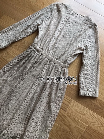 Gracious Gray Lace Midi Dress