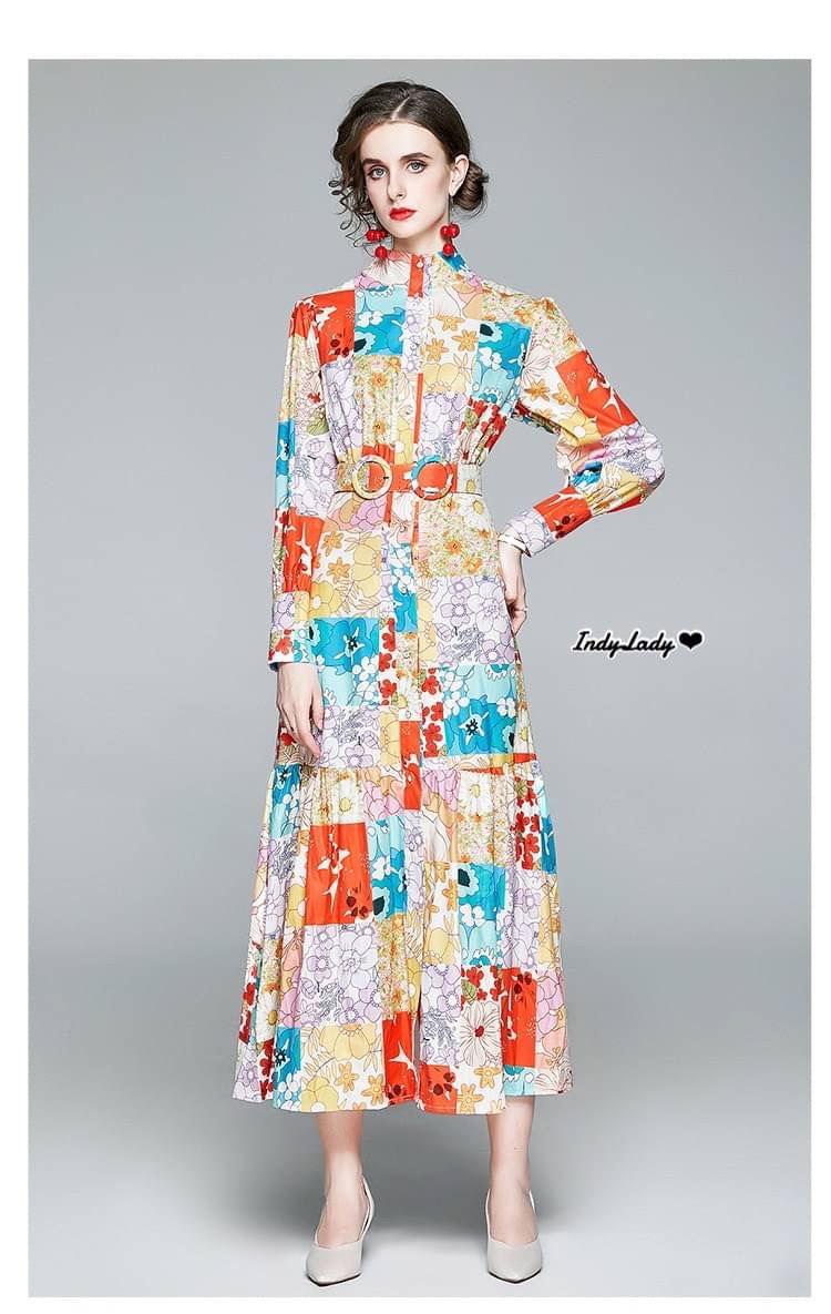 Dress กระดุมหน้า แขนยาว