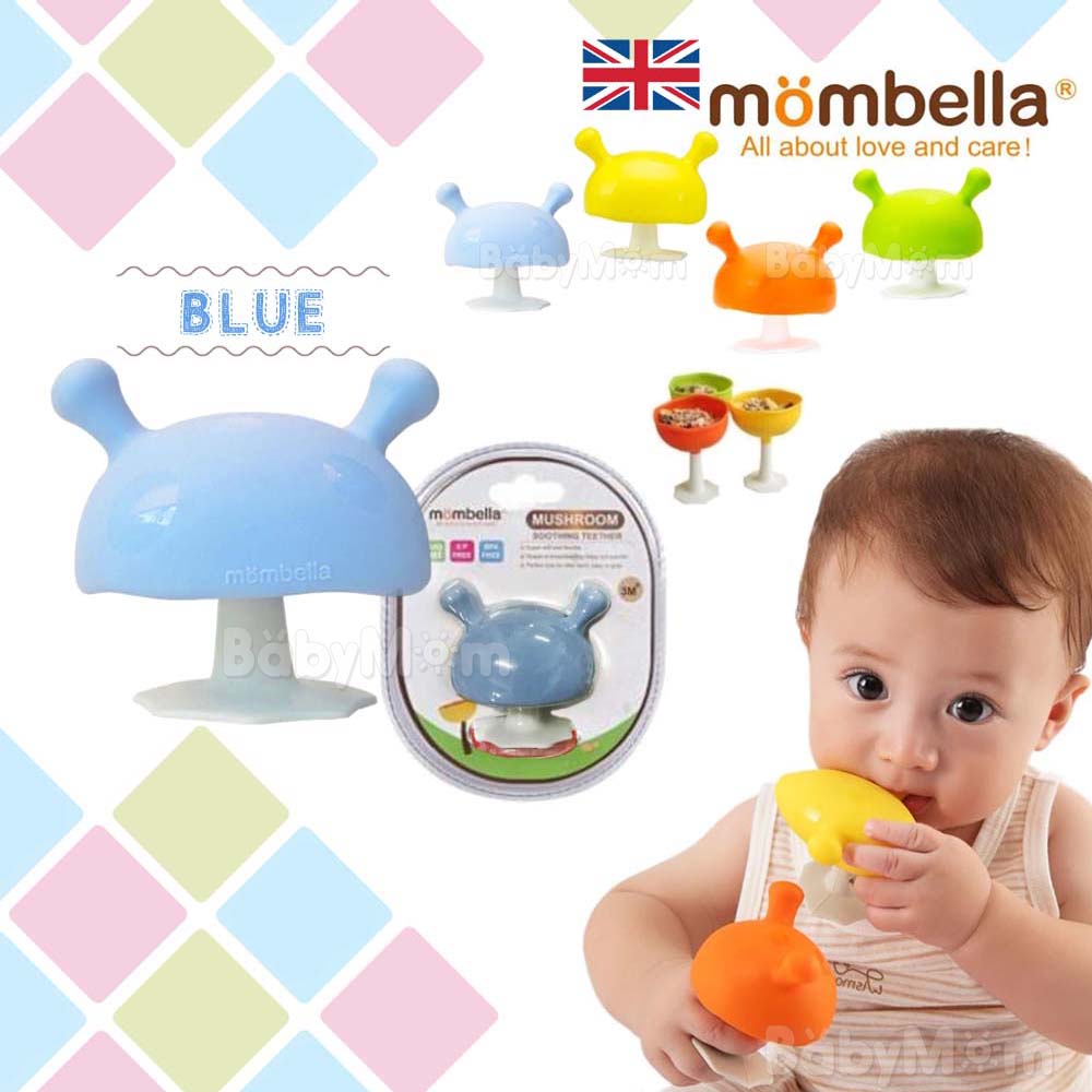ยางกัด Mombella Mushroom Teether 3in1 ยางกัดเห็ด เสมือนนมแม่ ถ้วยใส่อาหาร ของเล่นดูดสุญญากาศ ยางกัดยอดฮิตในประเทศอังกฤษ สีฟ้า Blue