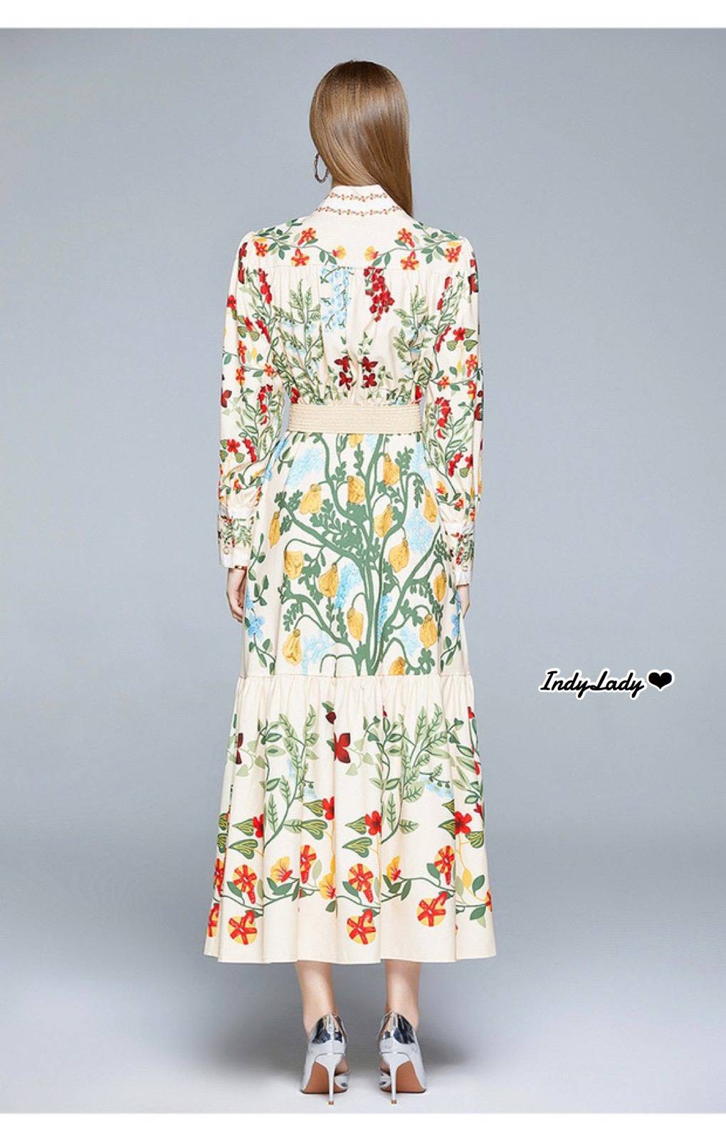 Dressกระดุมหน้าแขนยาว