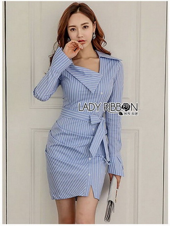 Lady Jennifer Sexy Chic Striped Shirt Dress