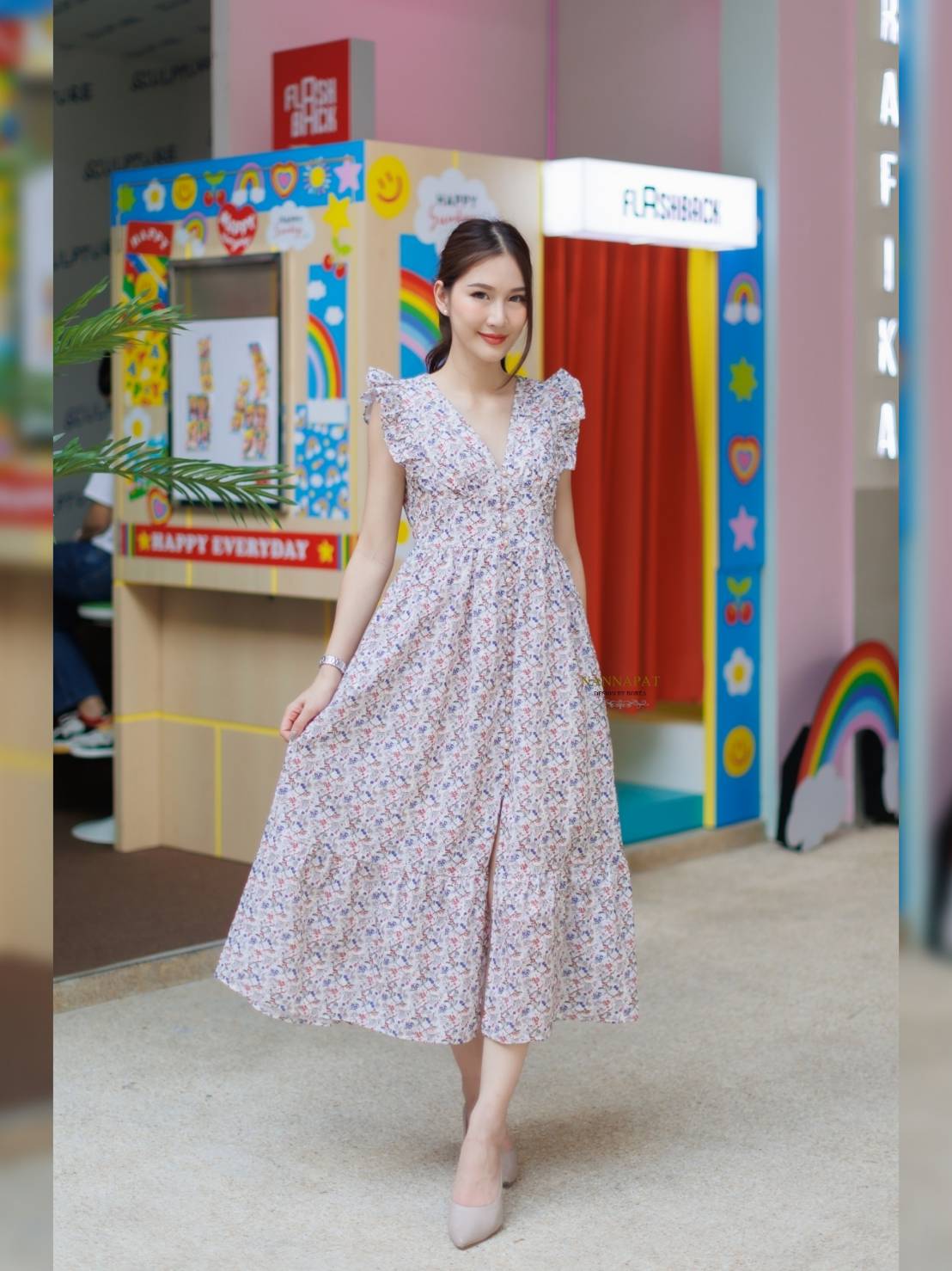 เดรสงานซิปหลังกระโปรงพริ้วสวย
