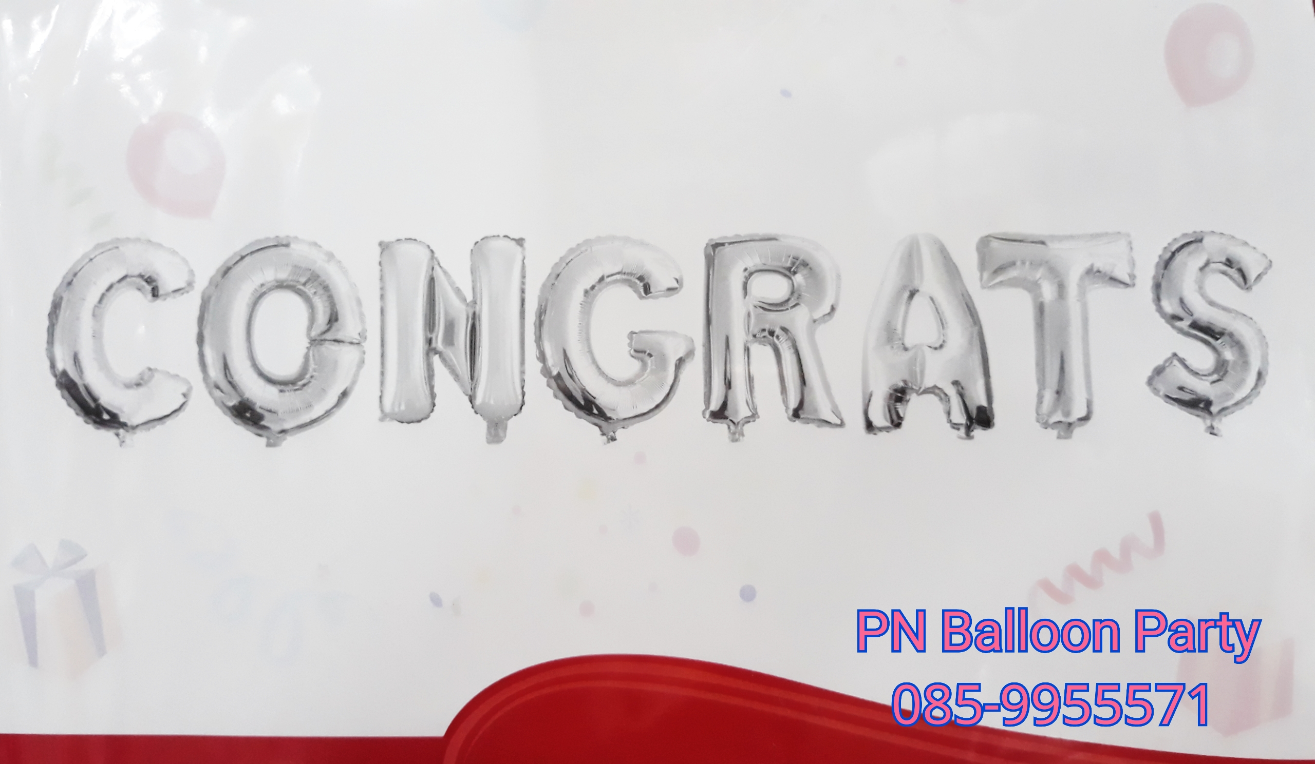 ลูกโป่ง CONGRATS ตัวอักษรสีเงิน ขนาด 16 นิ้ว