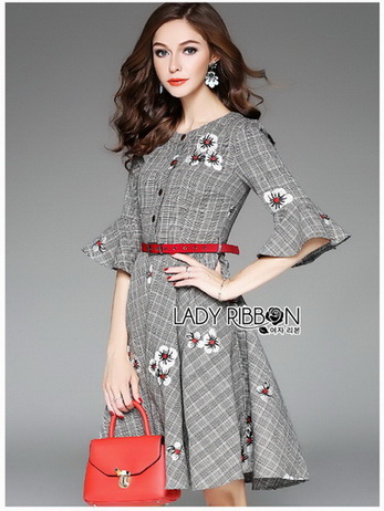 Smart Casual Flower Lady Ribbon Dress