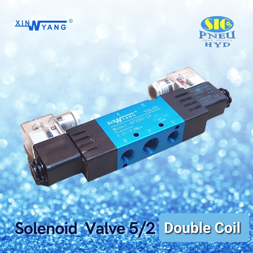 4V320 : SOLENOID VALVE XINYANG โซลินอยด์วาล์ว 5/2 DOUBLE COIL PORT 3/8" PT