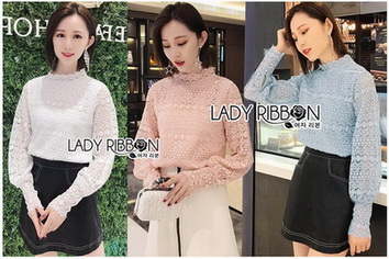 Vintage Pastel Lady Ribbon Lace Blouse