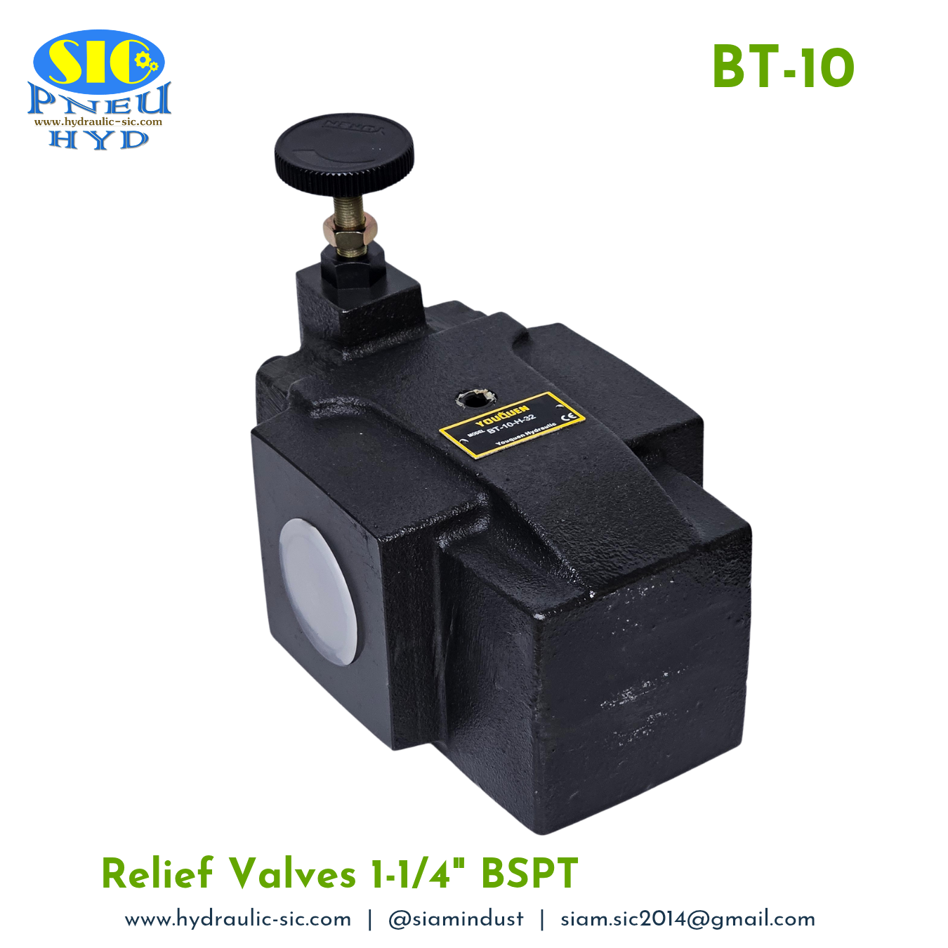 BT-10-H Relief Valve วาล์วปรับแรงดันน้ำมันไฮดรอลิค แบบต่อท่อ 1-1/4" : YOUQUEN