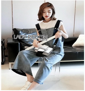 Chic Denim Overall Jumpsuit Lady Ribbon เอี๊ยมจัมป์สูท
