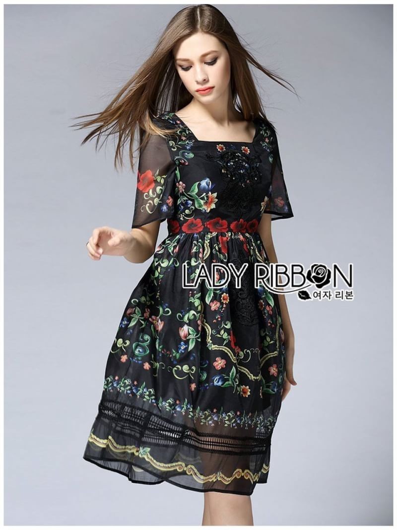 Polyester Dress เดรสผ้าโพลีเอสเตอร์พิมพ์ลาย