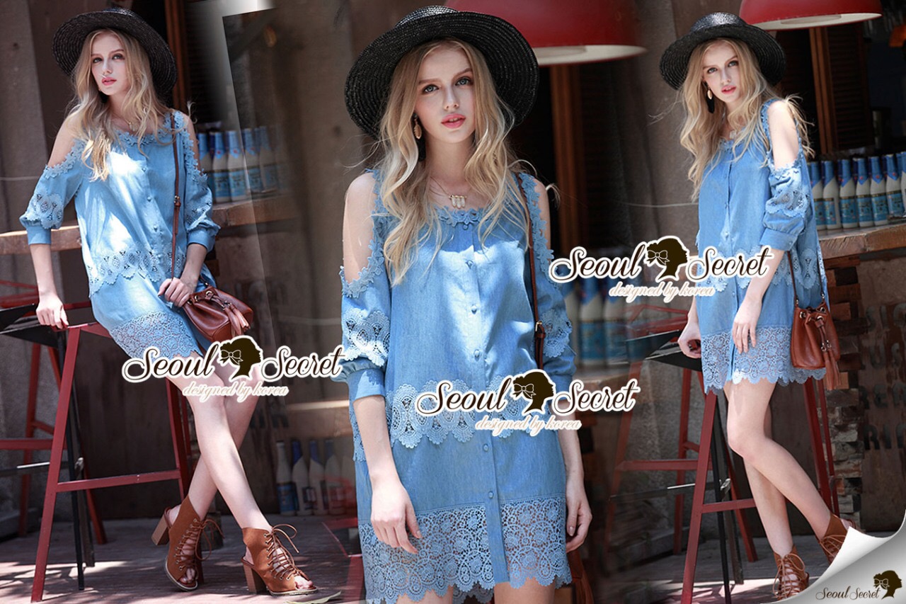 Seoul Secret Say's... Pastel Blue Layer Lace Dress