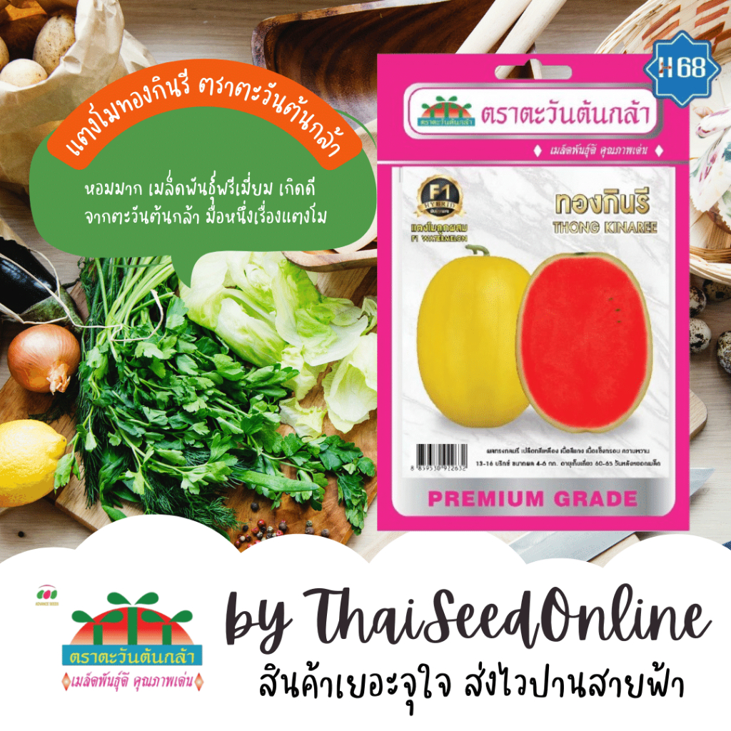 Advance Seeds(ตราตะวันต้นกล้า) ADVF1 เมล็ดพันธุ์ แตงโมF1 ทองกินรี ตราตะวันต้นกล้า H68