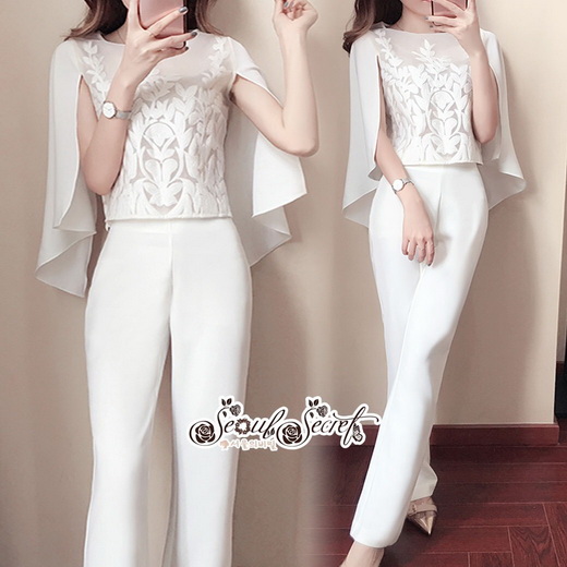 เซ็ทสีขาวคลาสสิคเรียบหรู เนื้อผ้าเครปสีขาว