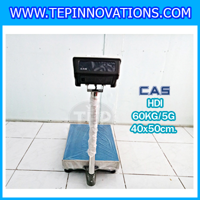 เครื่องชั่งน้ำหนักดิจิตอล พิกัด60kg ความละเอียด5g ยี่ห้อ CAS รุ่น HDI ขนาดแท่นชั่ง40*50cm