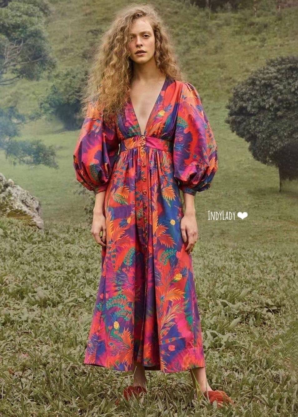 Maxi Dress คอวี ทรงสวย