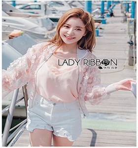 Lady Ribbon Lace Bomber Jacket บอมเบอร์แจ็คเก็ต