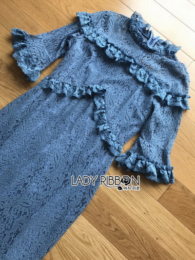 🎀 Lady Ribbon's Made 🎀 Lady Sarah Street Chic Denim Shirt Dress with Ribbon-Belt