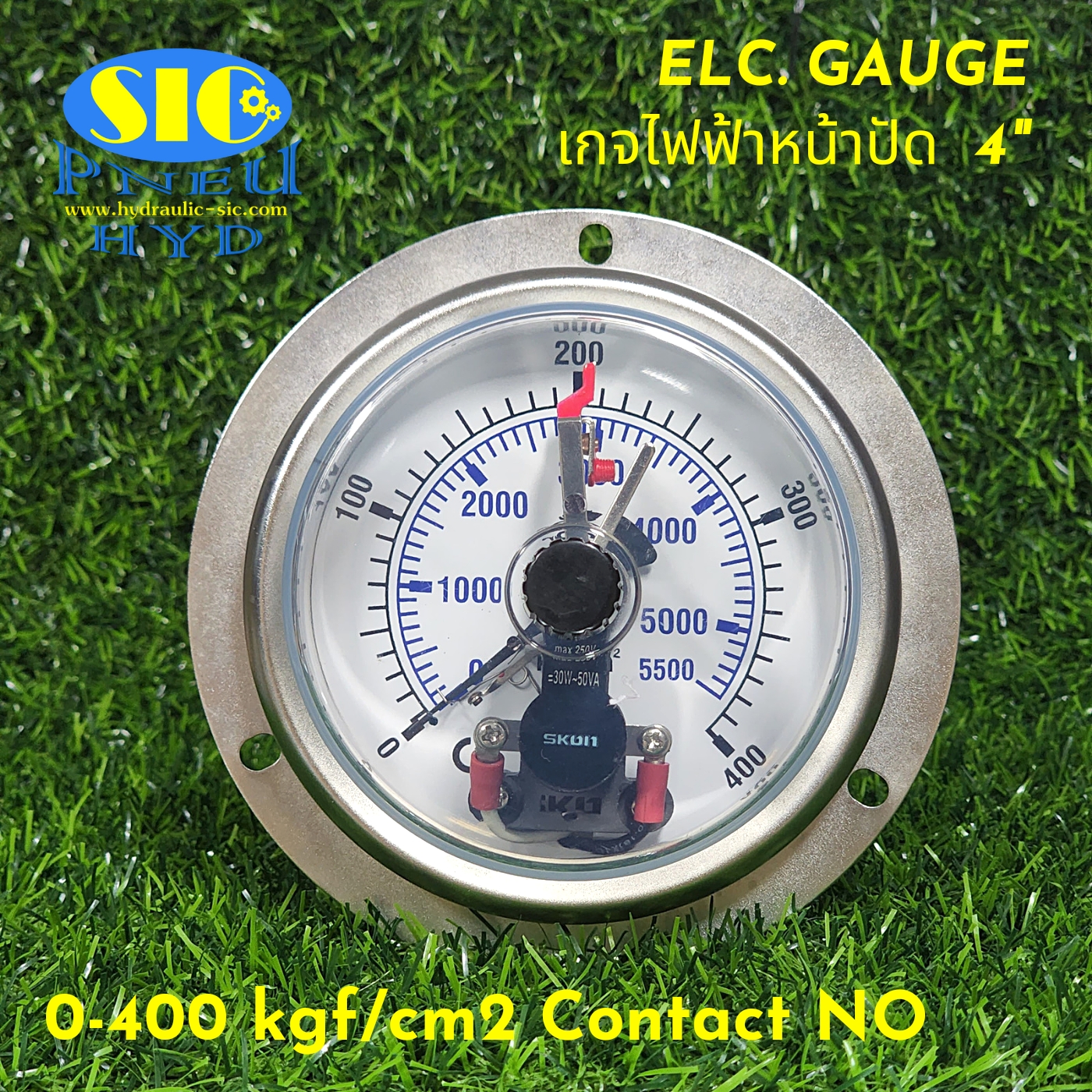 455-1A Electric Gauge 1 Contract NO เกจคอนแทรคไฟฟ้า , หน้าปัด 4" , เกลียวออกหลังล่าง