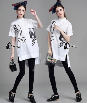 Lady Ribbon Online ขายส่งเสื้อผ้าออนไลน์ Cliona CN03030816 พร้อมส่ง Cliona Made'Marilyn M Shirt Dress - เชิ๊ตทรง Over Size