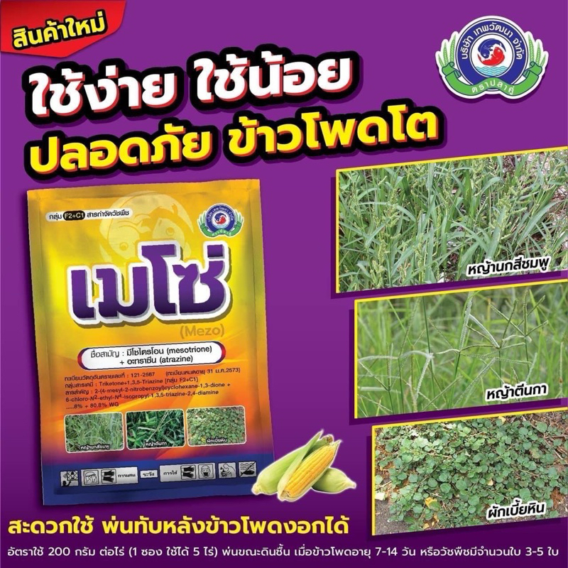 บริษัทเทพวัฒนาจำกัด 📦ยกลัง📦‼️ ส่งฟรี ‼️🚚 เมโซ่ มีโซไตรโอน + อะทราซีน （1 กก.x10ถุง) ใช้ได้ 5 ไร่