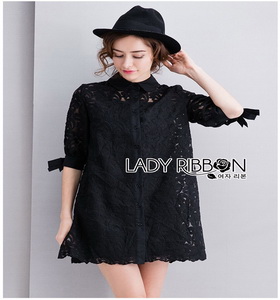 Lady Ribbon Lady Monica Sweet Minimal White Lace Shirt Dress
