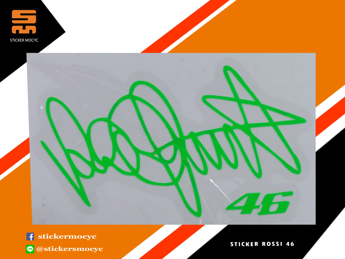 สติ๊กเกอร์ Rossi 46 Sticker Rossi 46 สีเขียว 1 ชิ้น ขนาด 4 x 7 ซม.