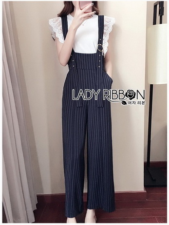 Overall Jumpsuit with Lace Knit