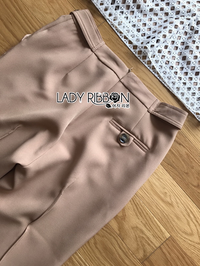 Beige Pants Set Lady Ribbon ขายเซ็ตเสื้อลูกไม้