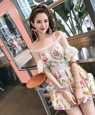 เดรสลายดอกผ้า Jacquard