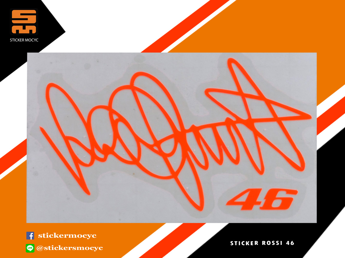 สติ๊กเกอร์ Rossi 46 Sticker Rossi 46 สีส้ม 1 ชิ้น ขนาด 4 x 7 ซม.
