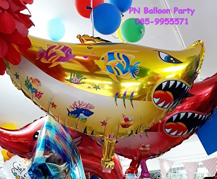 ลูกโป่งปลาฉลามปากแหลม สีทอง Shark Fish Balloon