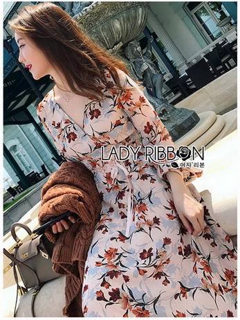 Lady Anne Autumn Dress with Flower Belt