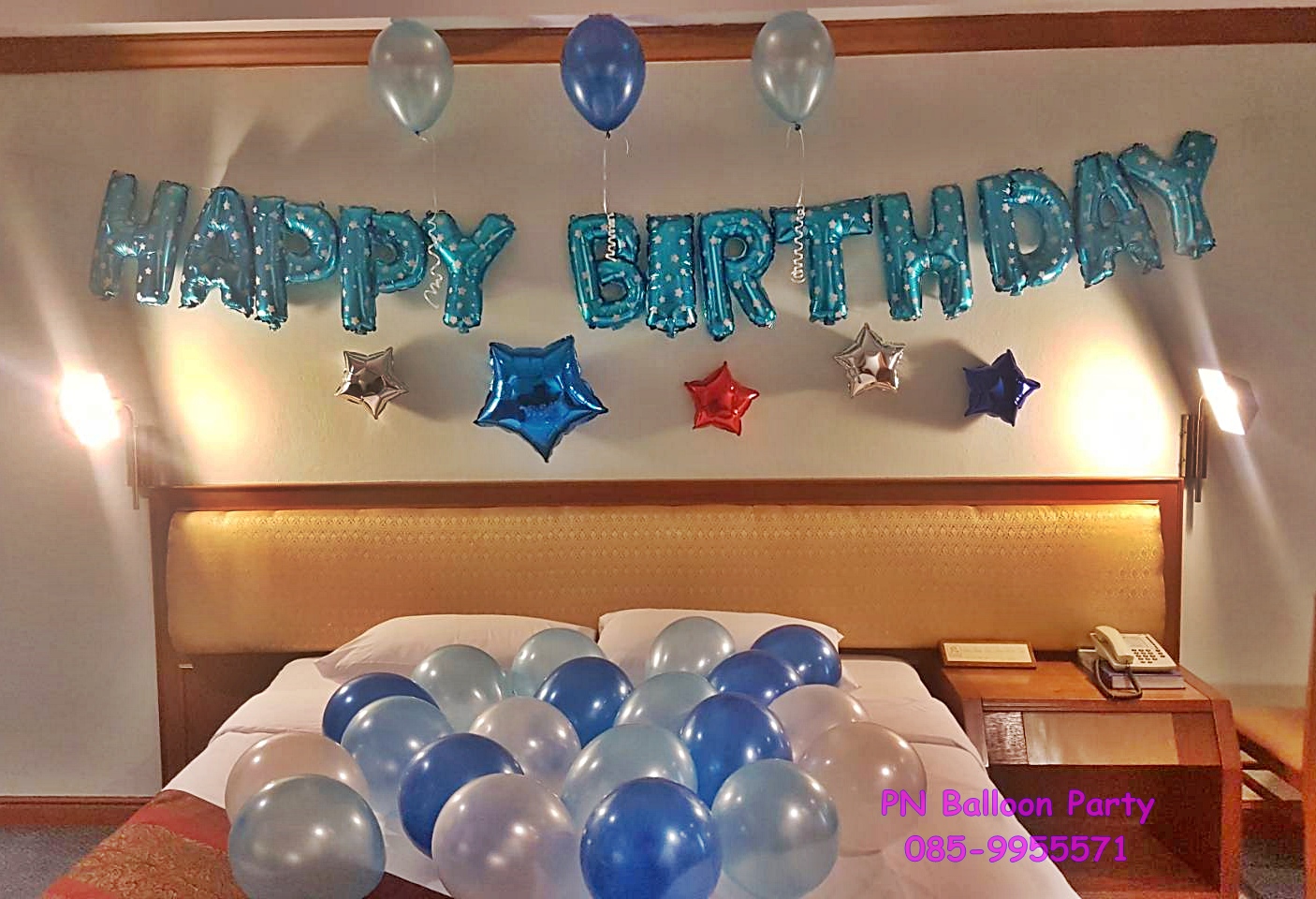 รีวิว งานวันเกิด Happy Birthday Balloon Blue Set