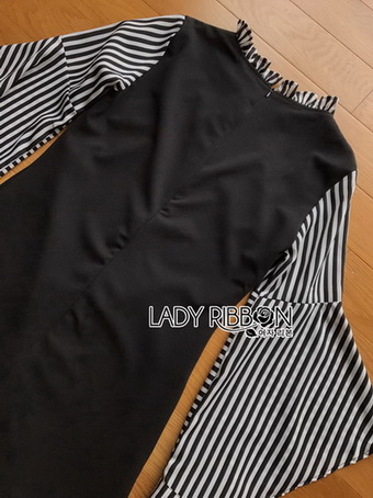 Plain Lady Ribbon Black Dress