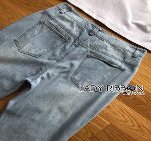 Lady Ribbon T-Shirt and Denim Jeans Set
