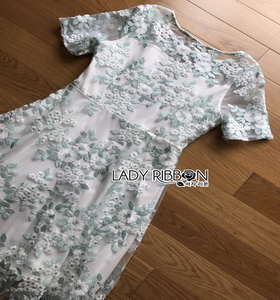 Grace Pastel Flower Lace Dress Lady Ribbon เดรสผ้าลูกไม้