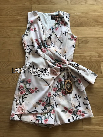 Lady Poppy Beautiful Flower Printed Side-Ribbon Playsuit