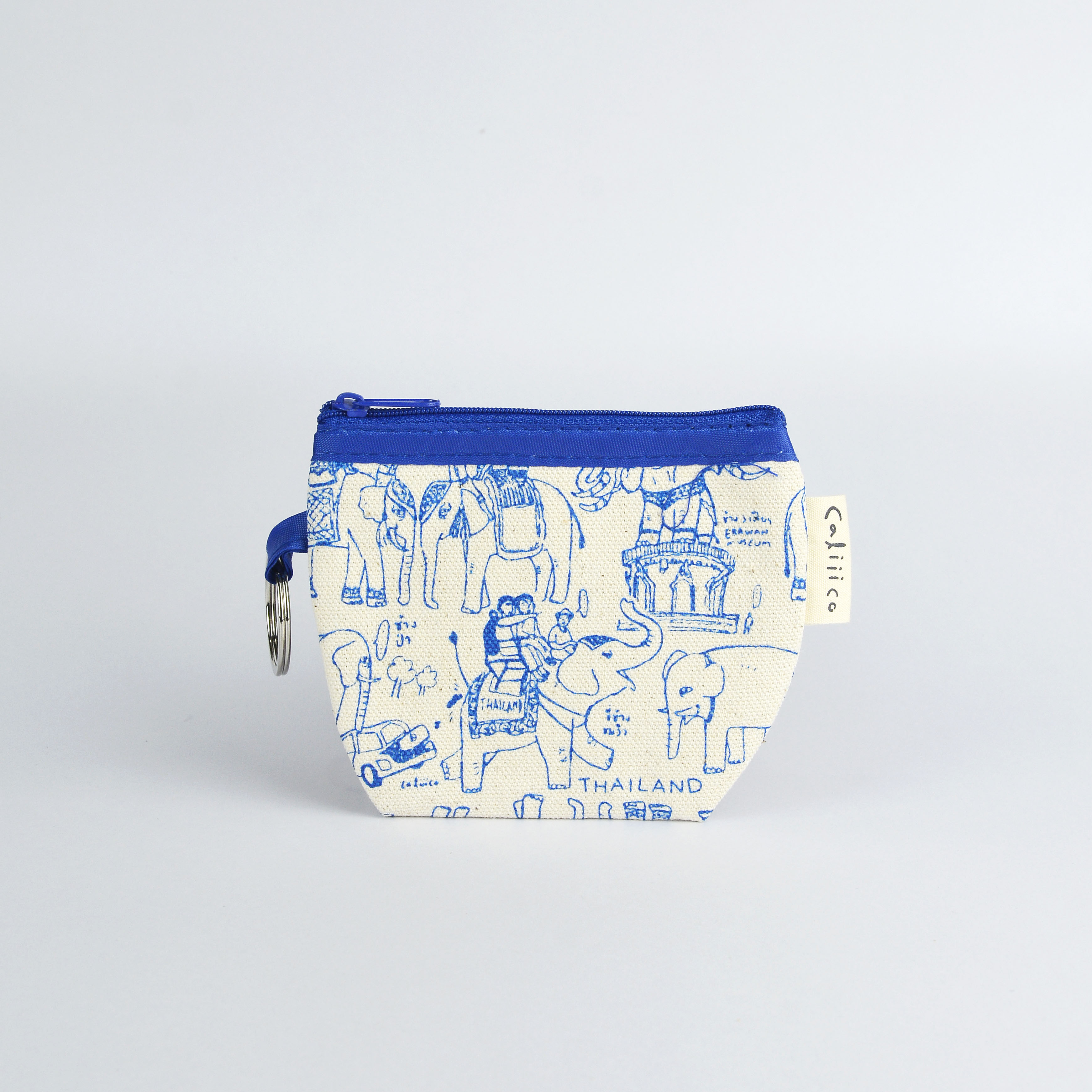 กระเป๋าใส่เหรียญลายช้างไทย สีน้ำเงิน coin bag Blue